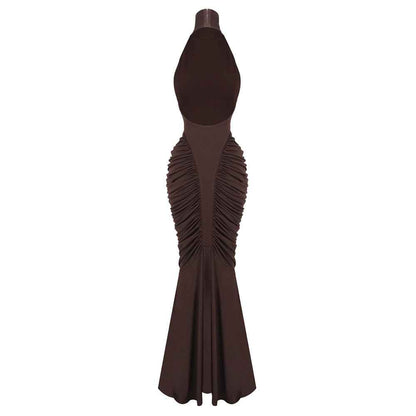 Z0069 High collar halter neck slim long skirt