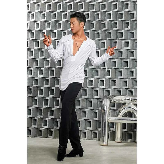 Dongxin dance suit Latin dance strap V-neck Tencel long-sleeved top Professional practice suit NY718