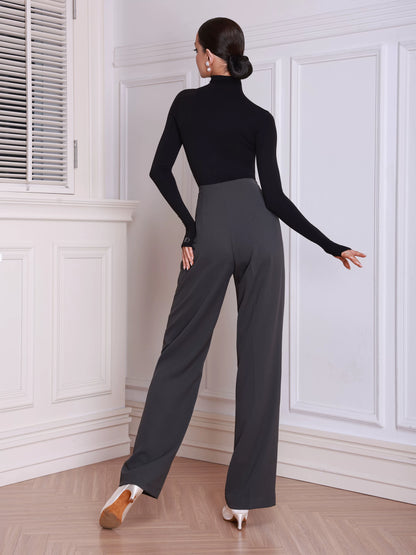 TID high-waisted dance pants thin adult female ballroom dance straight trousers K019