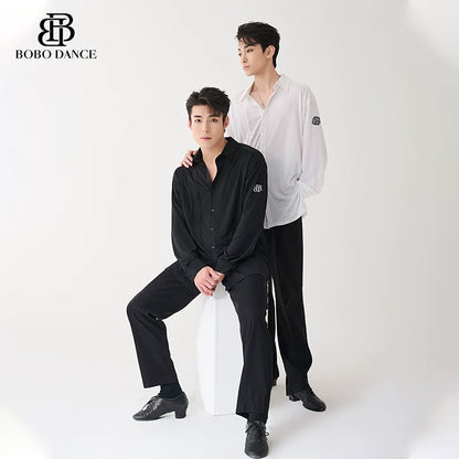 BOBO DANCE Men's Latin Dance Suit High-end New Professional Practice Suit Adult Art School Top Long Sleeve Shirt Dance Suit