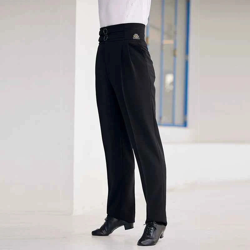 DONGXIN Men's Practice Pants Metal Buckle High Waist Straight Pants Professional Dance Pants NK669