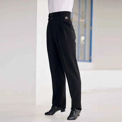 DONGXIN Men's Practice Pants Metal Buckle High Waist Straight Pants Professional Dance Pants NK669
