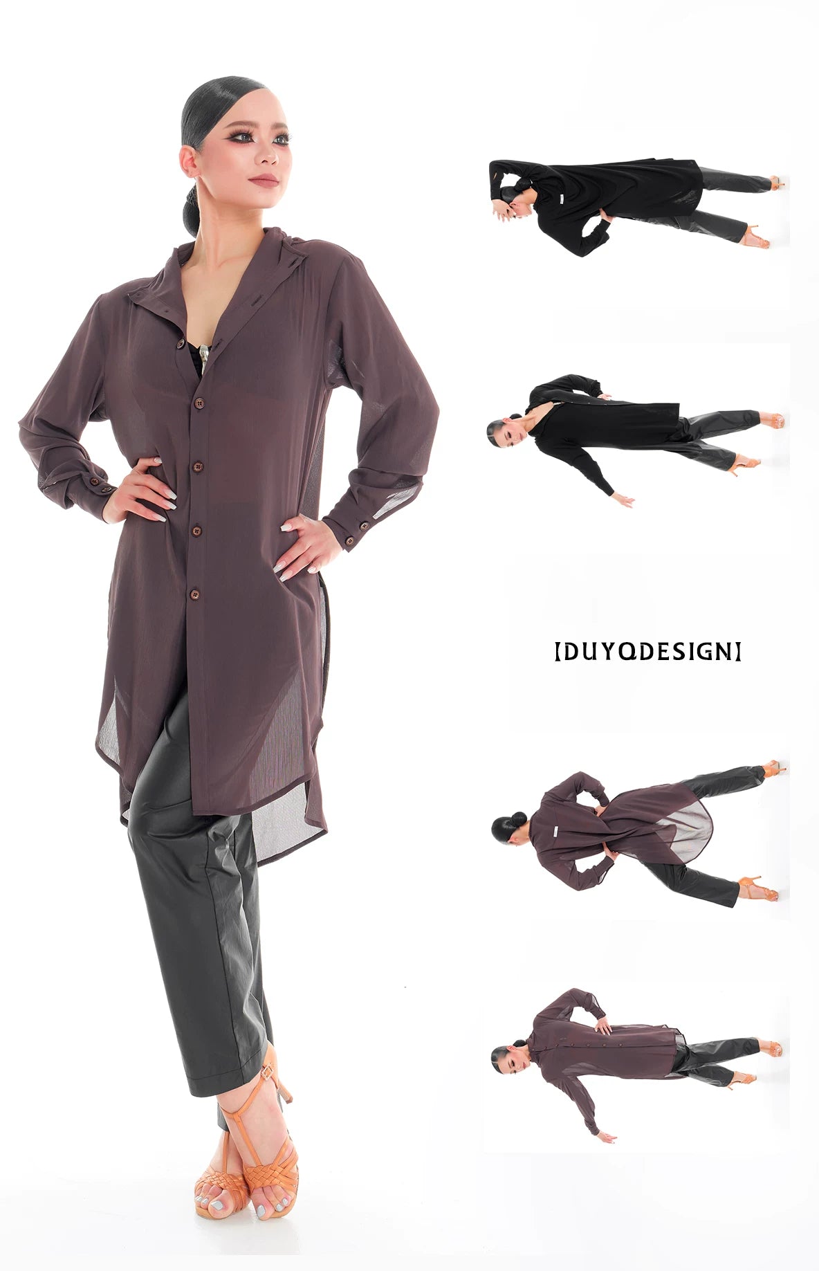 DUYQ "Female Teacher Series" 006 Single-breasted texture long-sleeved top Latin dance suit professional teaching class