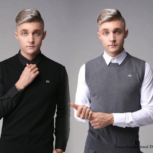 TID. M001 Men's Ballroom Top Wool Vest Professional National Standard Dance Practice Suit Knitted Top