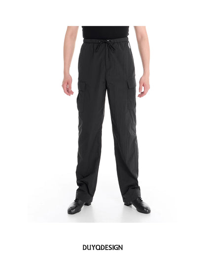 DUYQ "Men's Series" 011 High Street Wind Drawstring Overalls Latin Dance Suit Practice Teaching