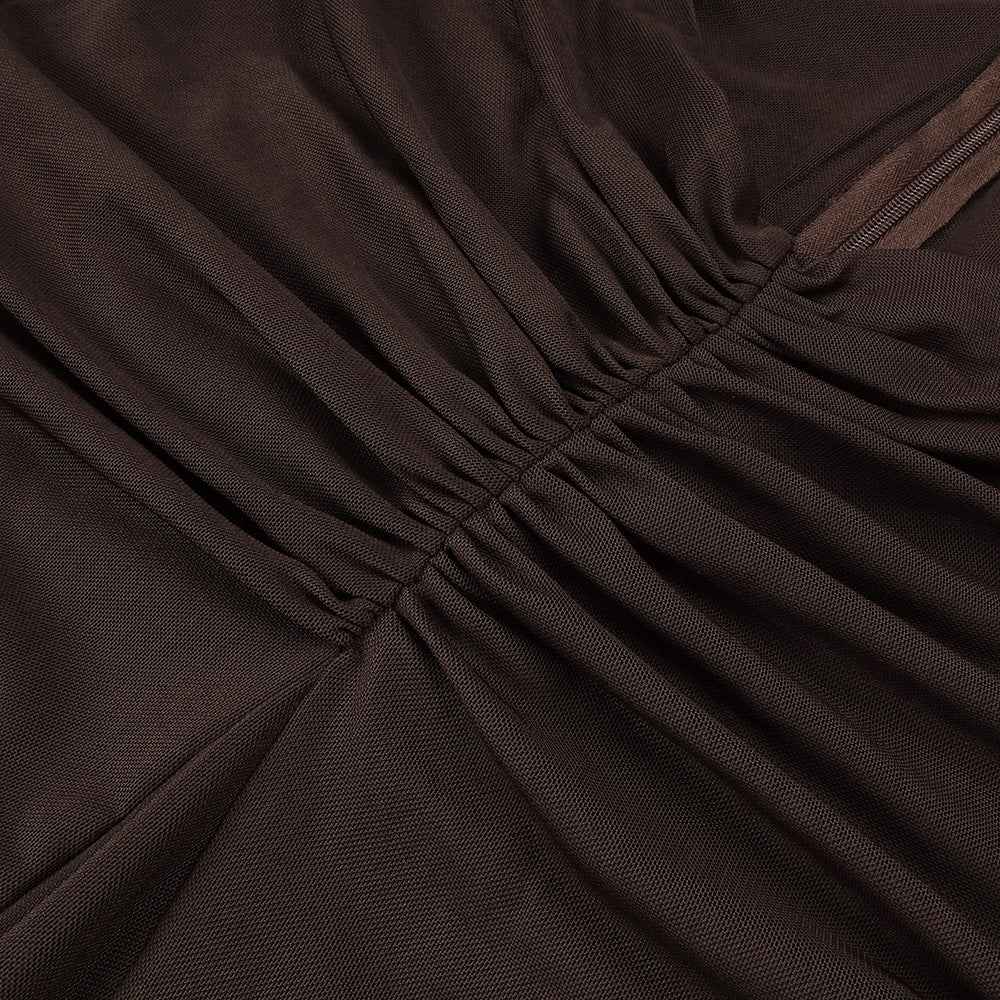 BD2671 Navel-baring mesh dress with large skirt