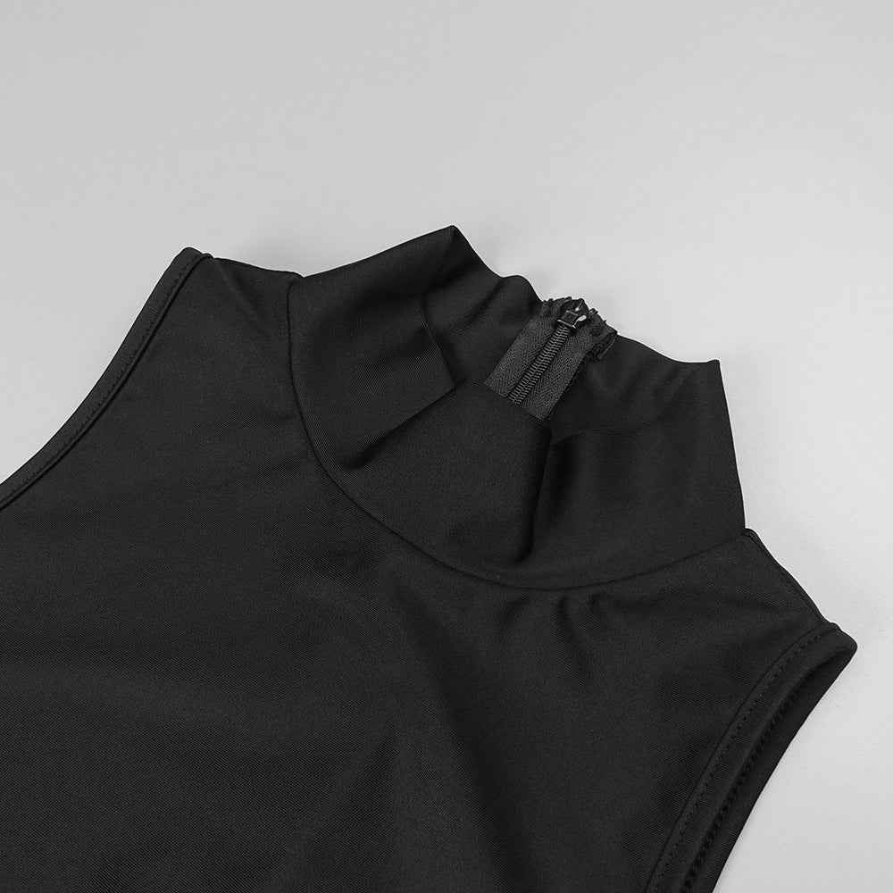 BD2650 slit backless halterneck dress