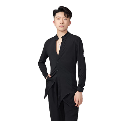 BOBO DANCE Latin Dance Suit Men's Long Sleeve Top Practice Suit Loose Couple Shirt Premium Shirt Professional Art School Student