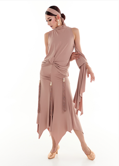 DUYQ Twin Blossom Ballroom 003 High Neck Twist Design Leotard – Women’s Practice Wear