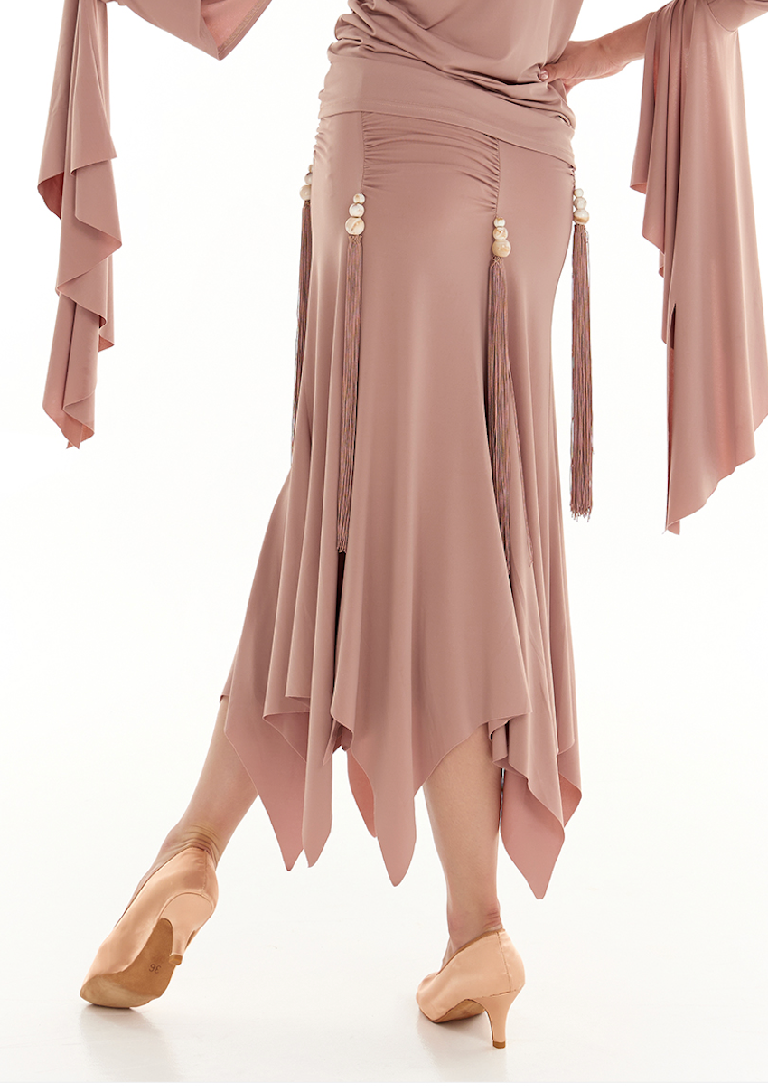 DUYQ Twin Blossom Ballroom 004 Ruched Fringe Skirt – Women’s Advanced Practice Wear