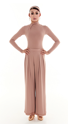 DUYQ Twin Blossom Ballroom 007 Loose Straight-Cut Pants – Women’s Professional Practice Wear