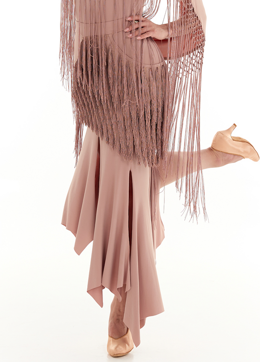 DUYQ Twin Blossom Ballroom 019 Asymmetric Fringe Skirt – Women’s Ballroom Practice Wear