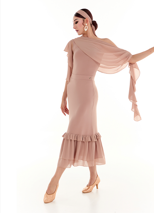DUYQ Twin Blossom Ballroom 011 Chiffon Tiered Maxi Skirt – Women’s Advanced Practice Wear
