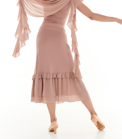 DUYQ Twin Blossom Ballroom 011 Chiffon Tiered Maxi Skirt – Women’s Advanced Practice Wear
