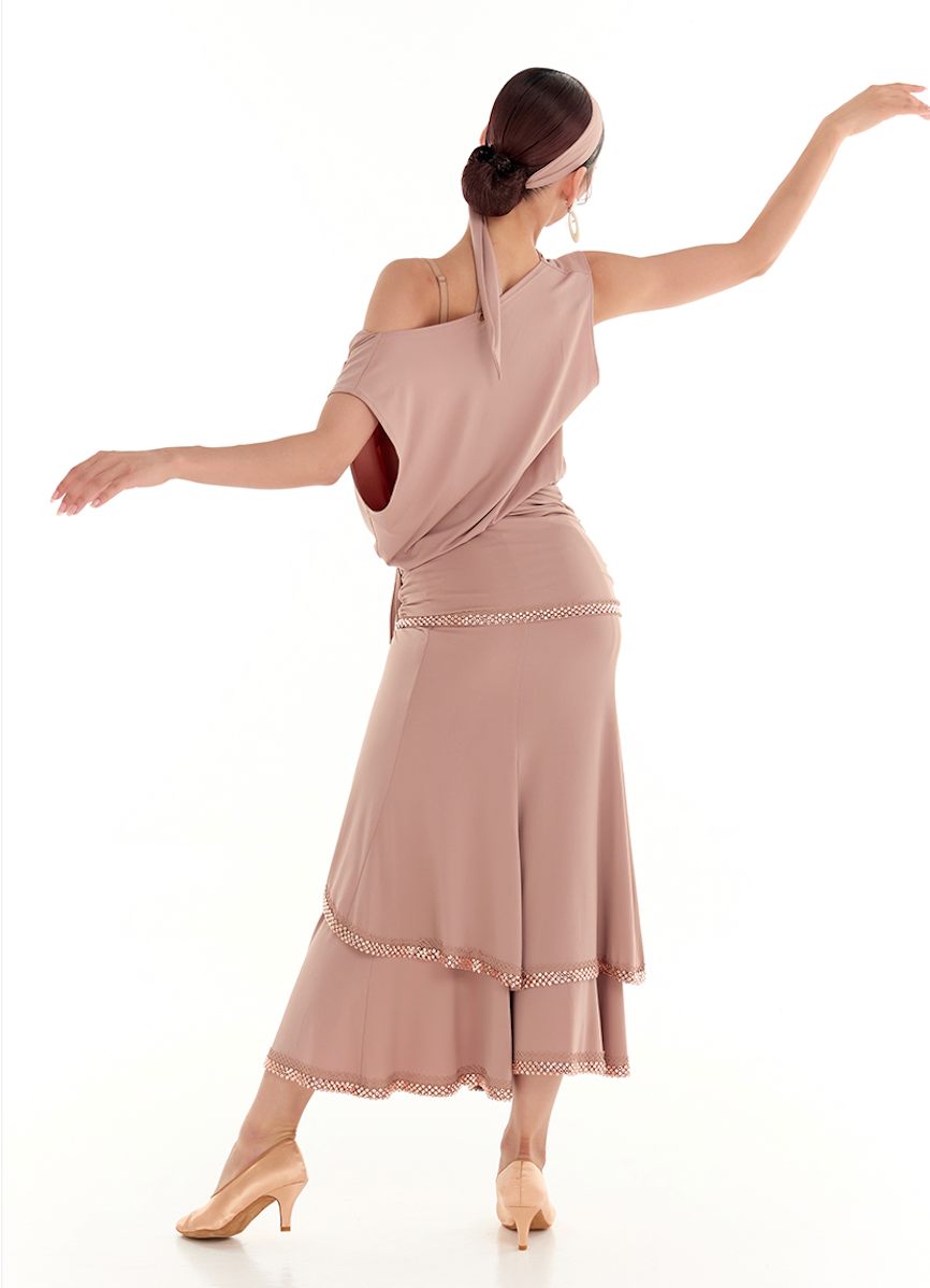 DUYQ Twin Blossom Ballroom 012 Draped Neck Bodycon Dress – Women’s Ballroom Practice & Performance Wear
