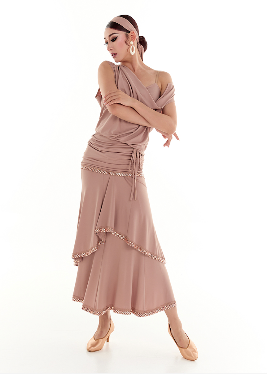 DUYQ Twin Blossom Ballroom 013 Adjustable Ruched Maxi Dress – Women’s Advanced Practice Wear