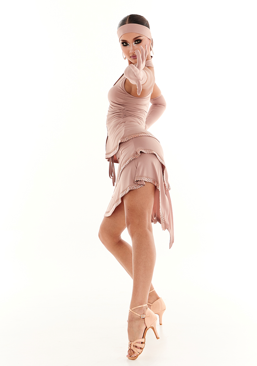 DUYQ “Twin Flowers Latin” 002 Original Classic Skirt – Women’s Latin Ballroom Practice & Performance Wear