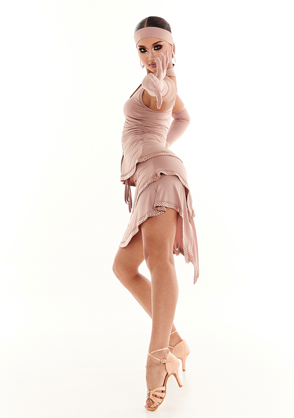 DUYQ “Twin Flowers Latin” 002 Original Classic Skirt – Women’s Latin Ballroom Practice & Performance Wear