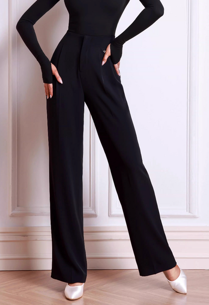 TID high-waisted dance pants thin adult female ballroom dance straight trousers K019