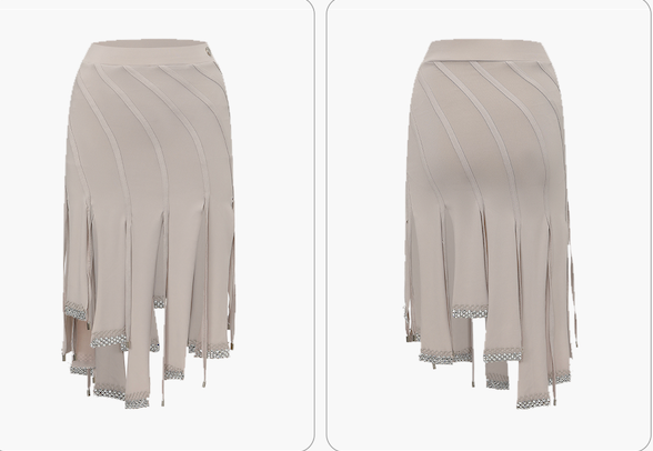 DUYQ 004 Lapel Diamond Trim Skirt for Latin Dance - Mine·Jas