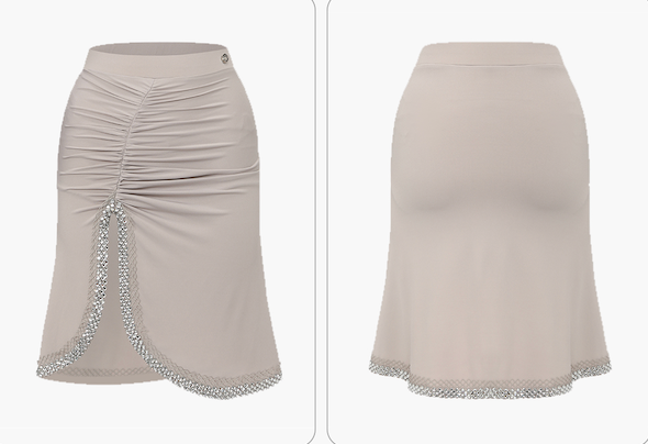 DUYQ 012 Lapel Diamond Trim Skirt for Latin Dance - Mine·Jas