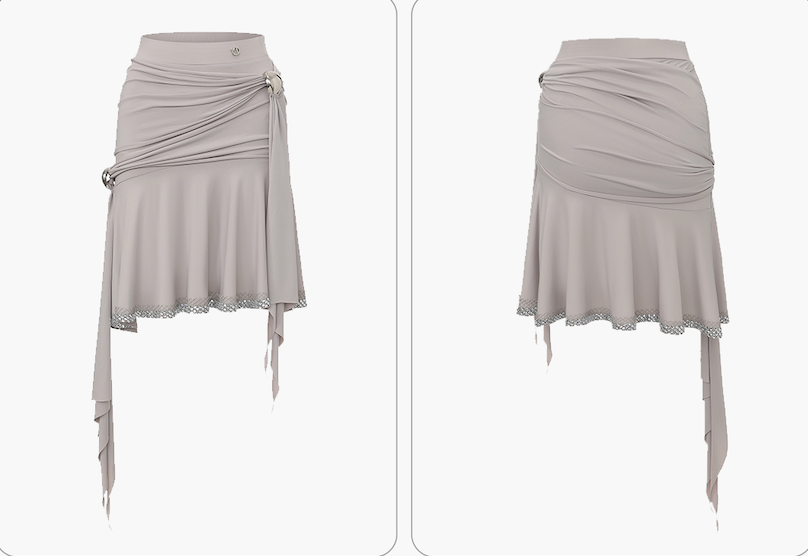 DUYQ 014 Lapel Diamond Trim Skirt for Latin Dance - Mine·Jas