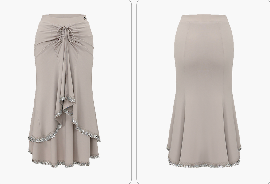DUYQ 004 Original Rhinestone Double Layer Modern Dance Skirt - Mine·Jas