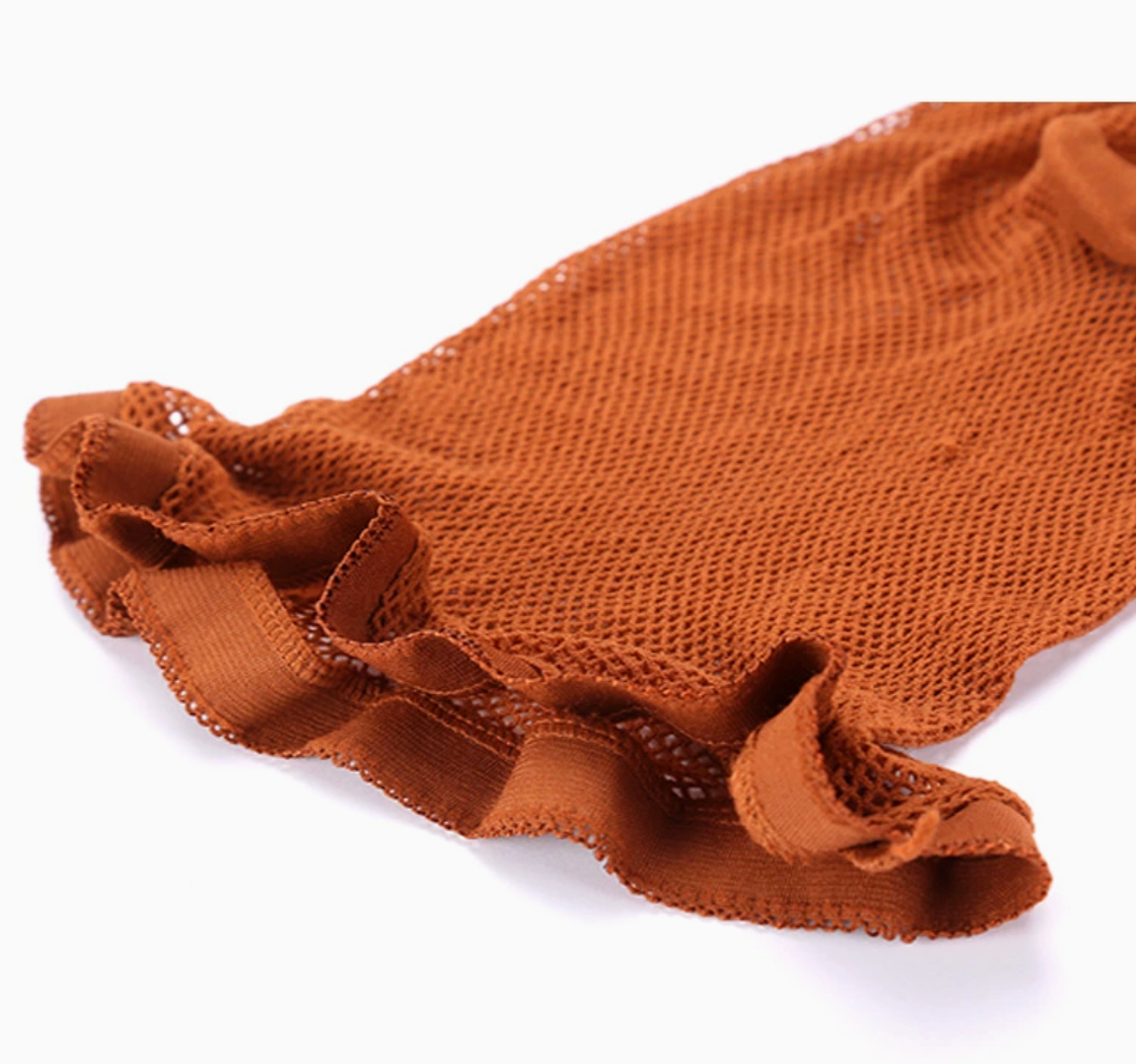 Caramel Fine Mesh Latin Dance Open-Toe Socks