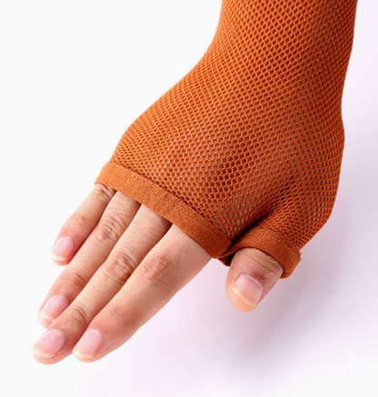 Caramel Fine Mesh Latin Dance Open-Toe Socks