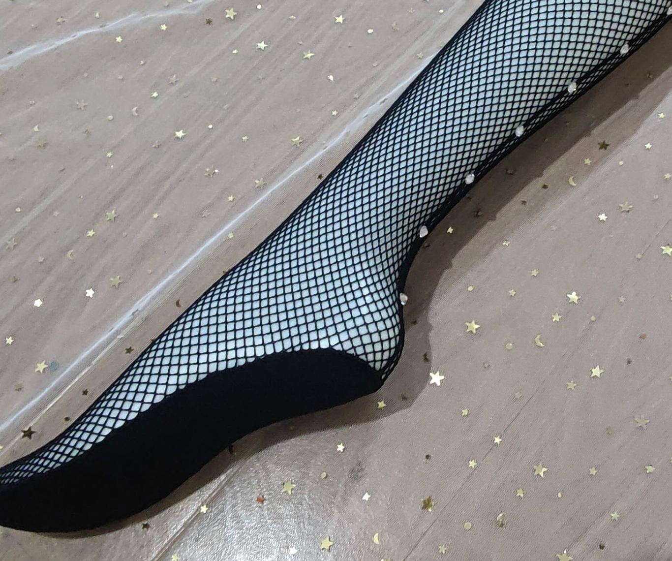 Latin dance bone line fishing net caramel color hard net hot diamond color water diamond jumpsuit net socks - Mine·Jas