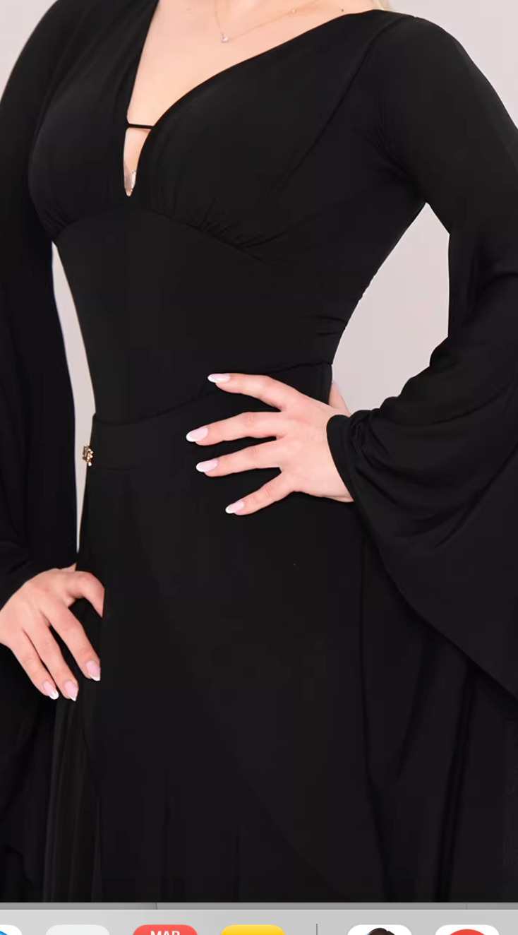 UDANCE long-sleeved ballroom dance top leaking back body suit elegant premium back strap AMD10