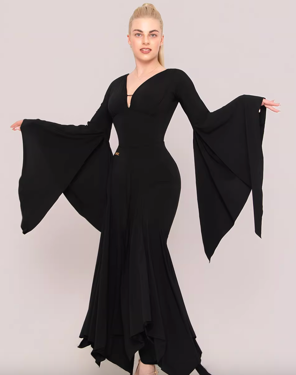 UDANCE long-sleeved ballroom dance top leaking back body suit elegant premium back strap AMD10