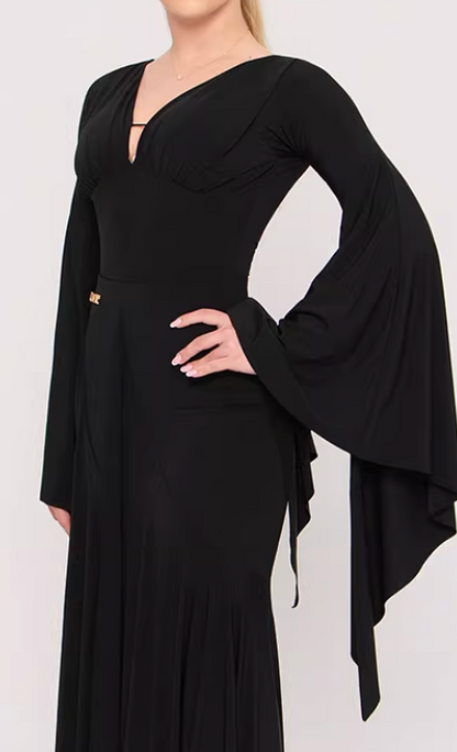 UDANCE long-sleeved ballroom dance top leaking back body suit elegant premium back strap AMD10