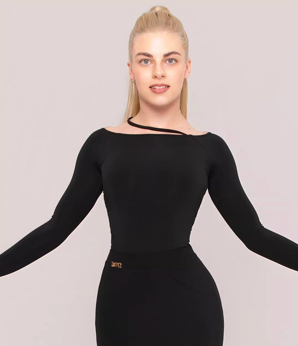 UDANCE Ballroom Long Sleeve Body Suit Long Sleeve Shoulder Body Suit High Waist Skinny Versatile AMD07