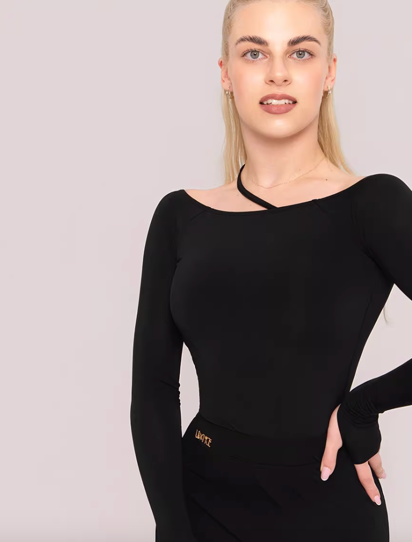 UDANCE Ballroom Long Sleeve Body Suit Long Sleeve Shoulder Body Suit High Waist Skinny Versatile AMD07