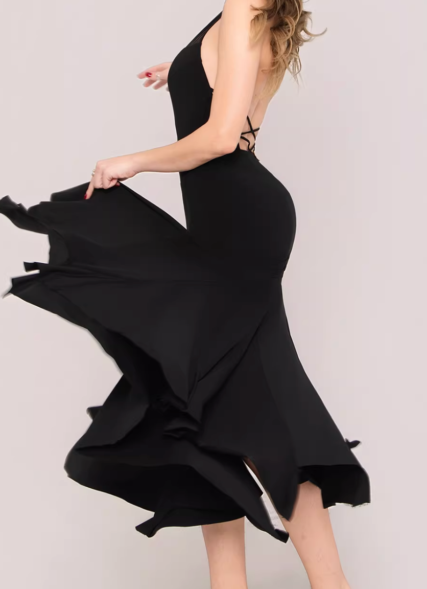 UDANCE ballroom long dress hip-wrapped long dress large skirt high waist design irregular skirt AMD08