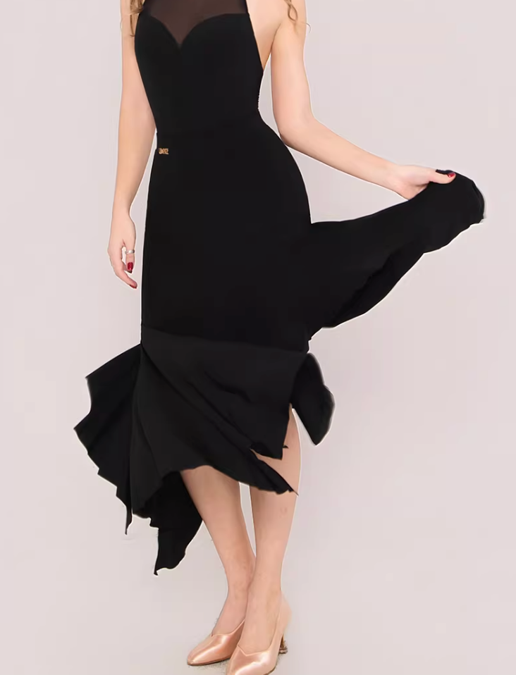 UDANCE ballroom long dress hip-wrapped long dress large skirt high waist design irregular skirt AMD08