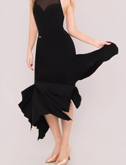 UDANCE ballroom long dress hip-wrapped long dress large skirt high waist design irregular skirt AMD08