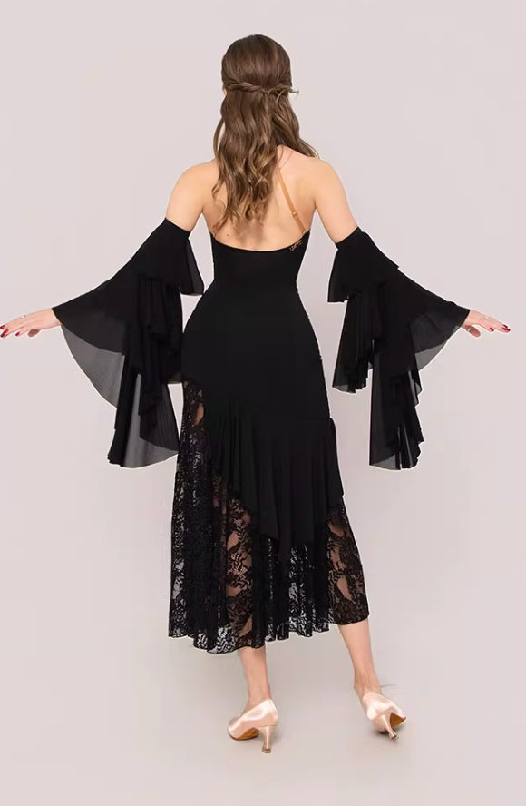 UDANCE modern skirt lace splicing pendulum long skirt embroidery hollow splicing versatile AMD12