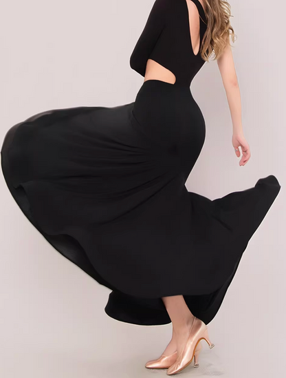 UDANCE Ballroom Dance Fishtail Maxi Skirt High Waist Pleated Fishbone Swing Skirt AMD04