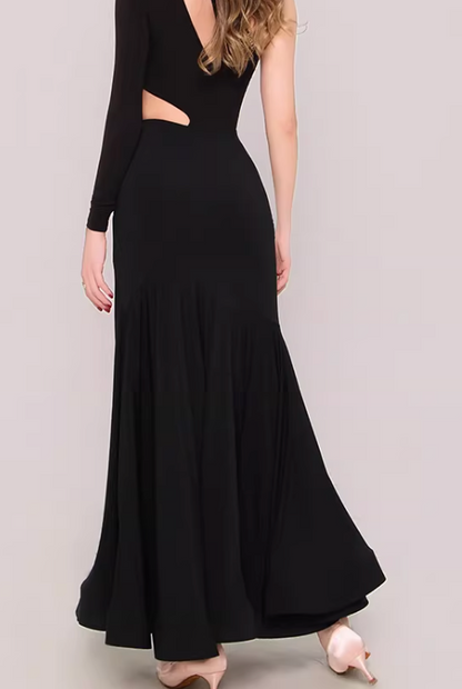 UDANCE Ballroom Dance Fishtail Maxi Skirt High Waist Pleated Fishbone Swing Skirt AMD04