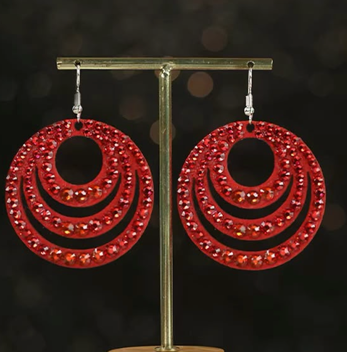 Women Handmade Sparkle Earrings for Latin Ballroom Belly Dance Performance