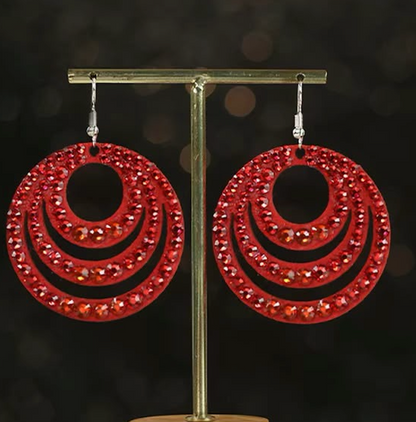 Women Handmade Sparkle Earrings for Latin Ballroom Belly Dance Performance