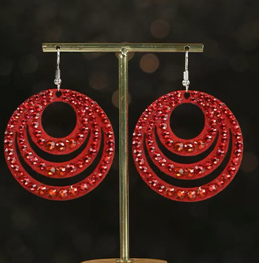 Women Handmade Sparkle Earrings for Latin Ballroom Belly Dance Performance