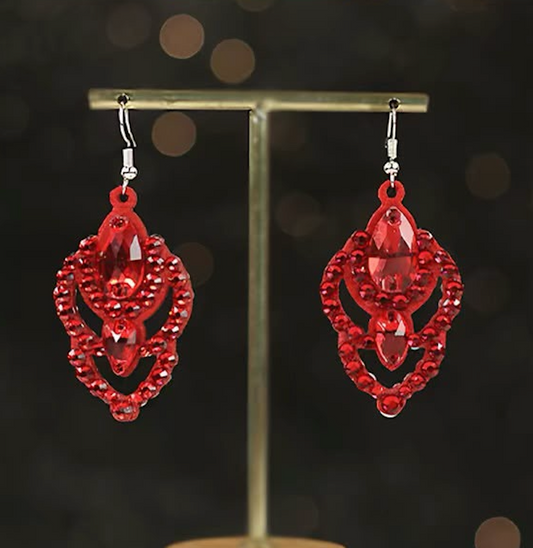 Handmade Crystal Drop Earrings Women Latin Ballroom Belly Dance Competition Jewelry