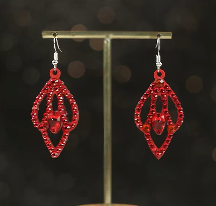 Stage Spark Handmade Rhinestone Earrings Women Latin Ballroom Belly Dance Costume Accessory
