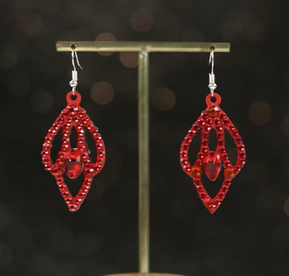 Stage Spark Handmade Rhinestone Earrings Women Latin Ballroom Belly Dance Costume Accessory