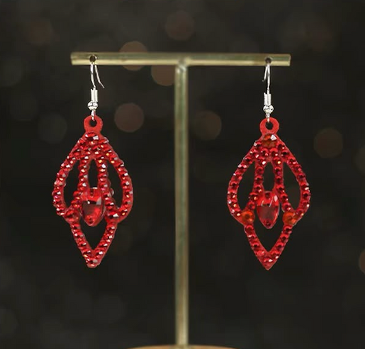 Stage Spark Handmade Rhinestone Earrings Women Latin Ballroom Belly Dance Costume Accessory