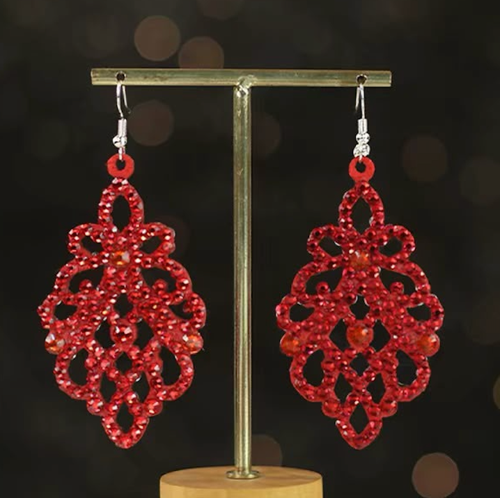 Artisan Handmade Crystal Earrings Women Latin Ballroom Belly Dance Stage Jewelry