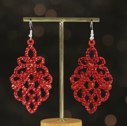 Artisan Handmade Crystal Earrings Women Latin Ballroom Belly Dance Stage Jewelry